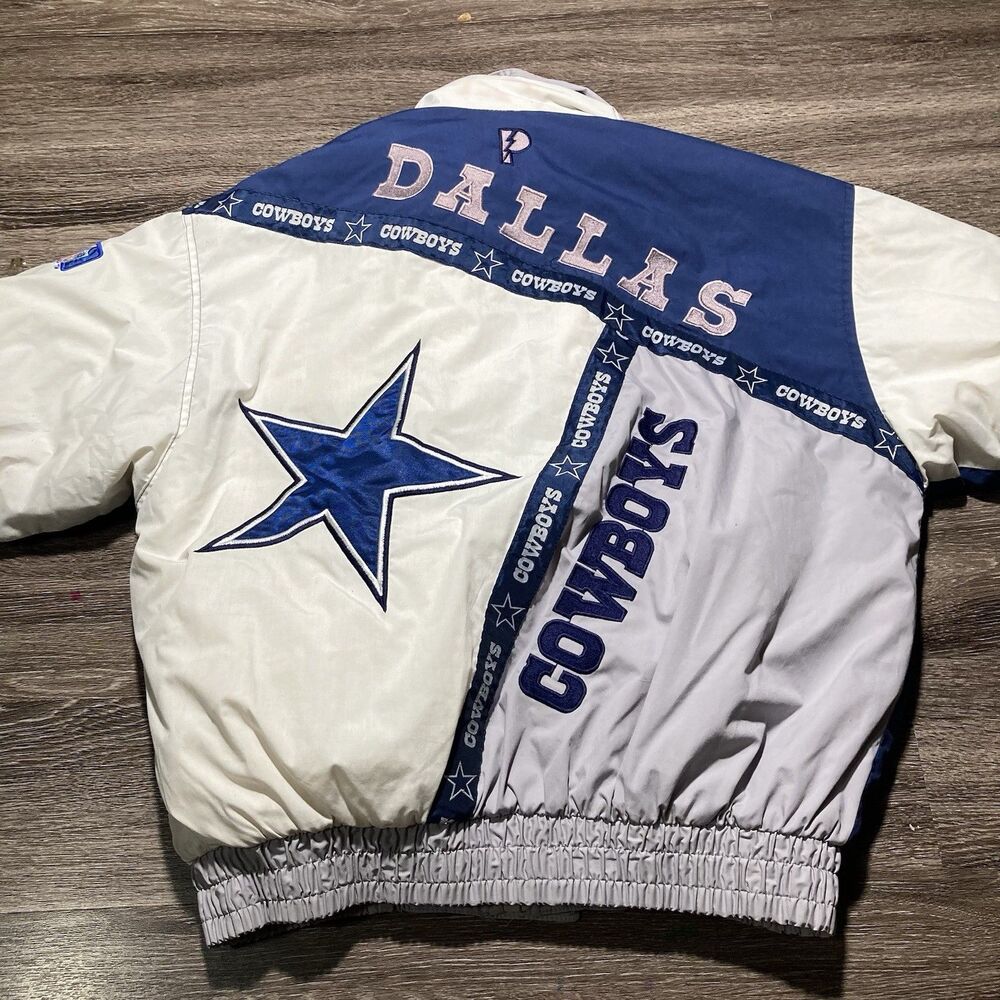 Dallas Cowboys Jacket Puffer Pro Player Mens Large Blue Vintage 90s NFL Football - Picture 2 of 10